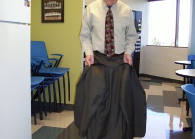 Denver magician levitating in the KYGO FM kitchen